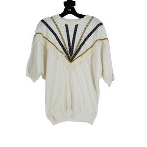 Vintage Stepping Up Womens Beaded‎ Shirt Sweatshirt Dolman Vintage 1980’s Medium